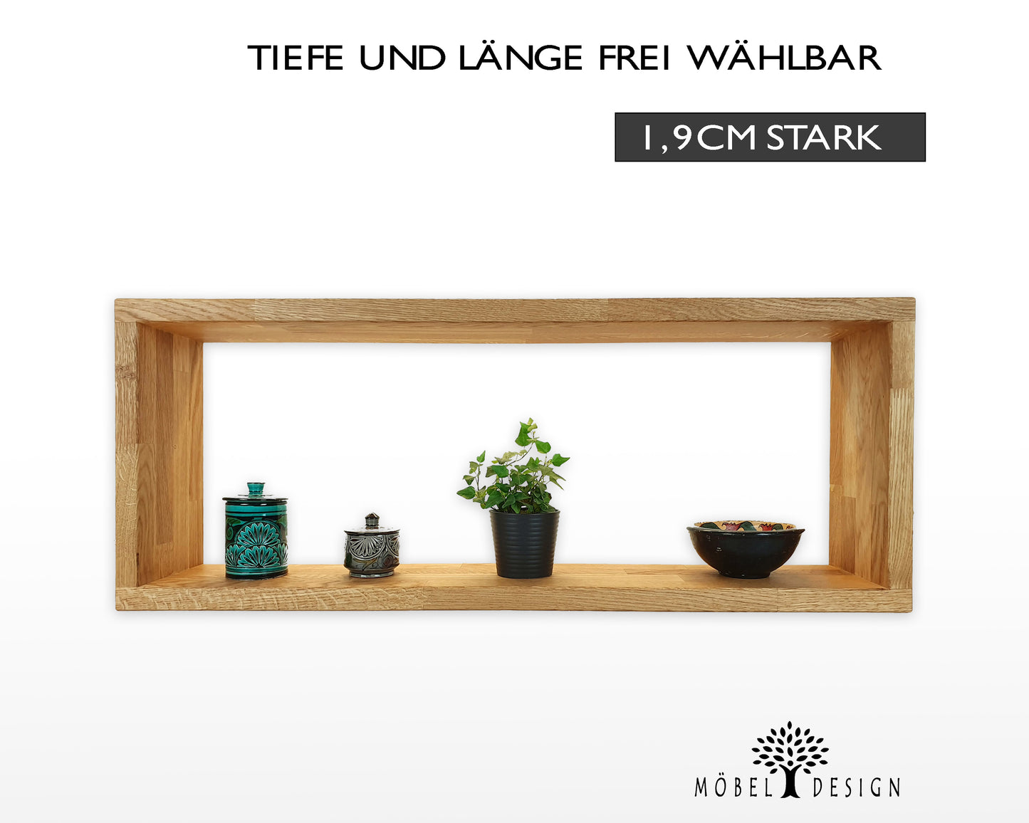 Eiche Massivholz Wandregal stabverleimt