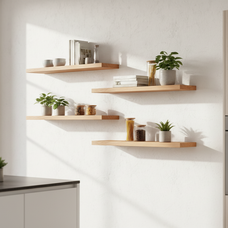 Buche Massivholz Wandregal