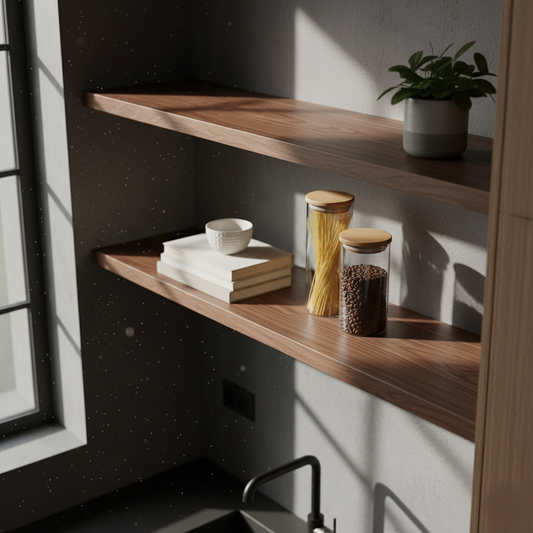 Wandregal aus Nussbaum Wandboard