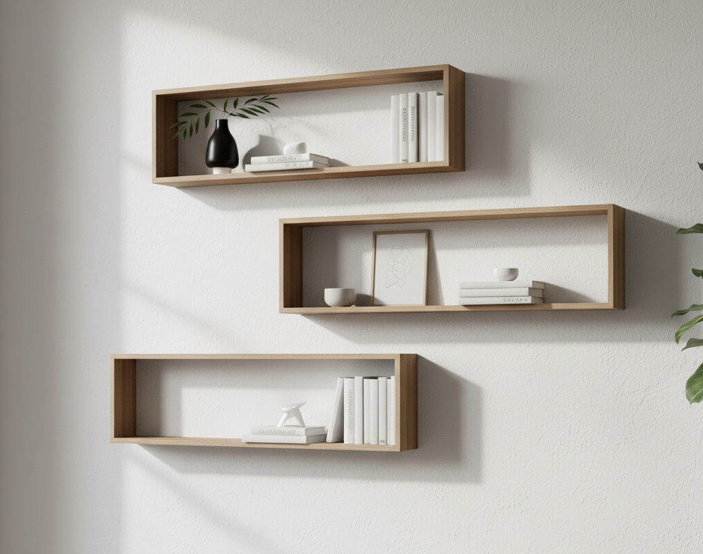 Moderne Wandregale in Quaderform
