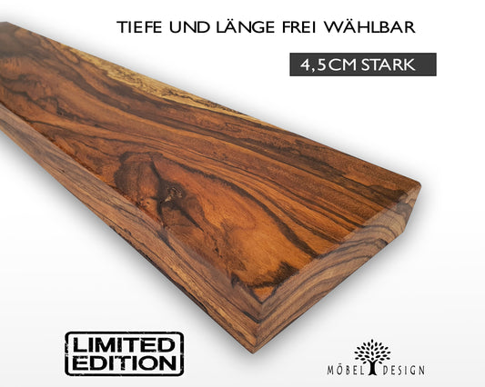 Zebrano Massivholz Wandregal