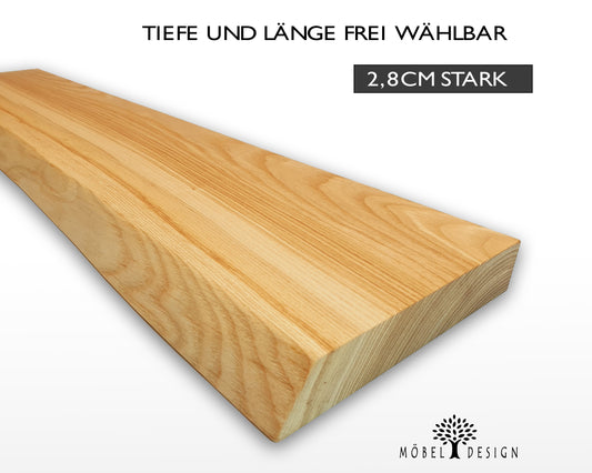 Esche Massivholz Wandregal mit Baumkante