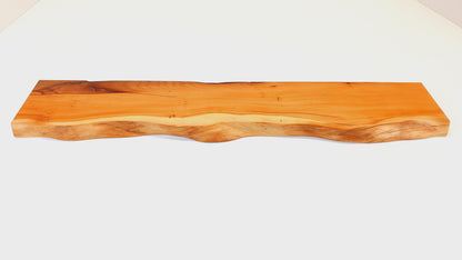 Eibe Massivholz Wandregal mit Baumkante