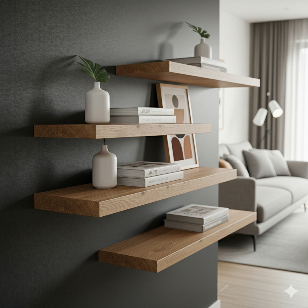 Wandregal aus Asteiche/ Wildeiche Eiche Wandboard