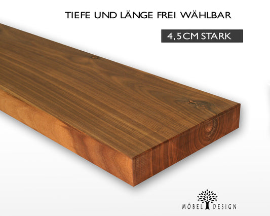 Nussbaum Massivholz Wandregal 4,5 cm Stark