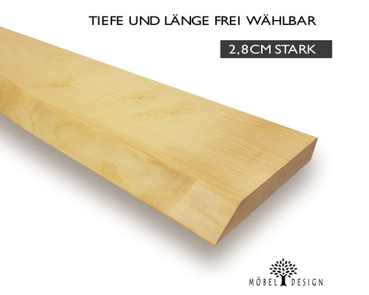 Ahorn Massivholz Wandregal mit Baumkante
