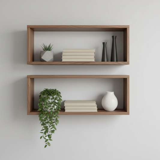 Nussbaum Massivholz Wandregal