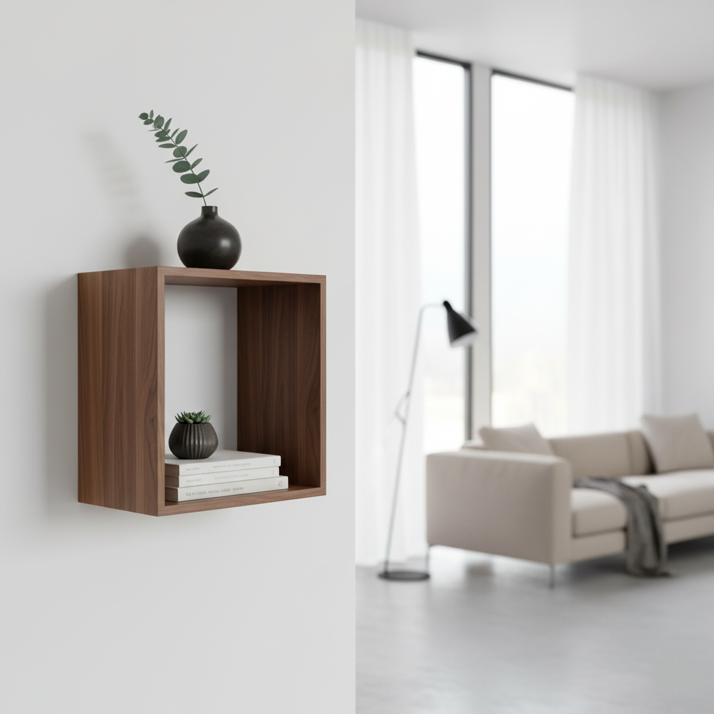 Nussbaum Massivholz Wandregal