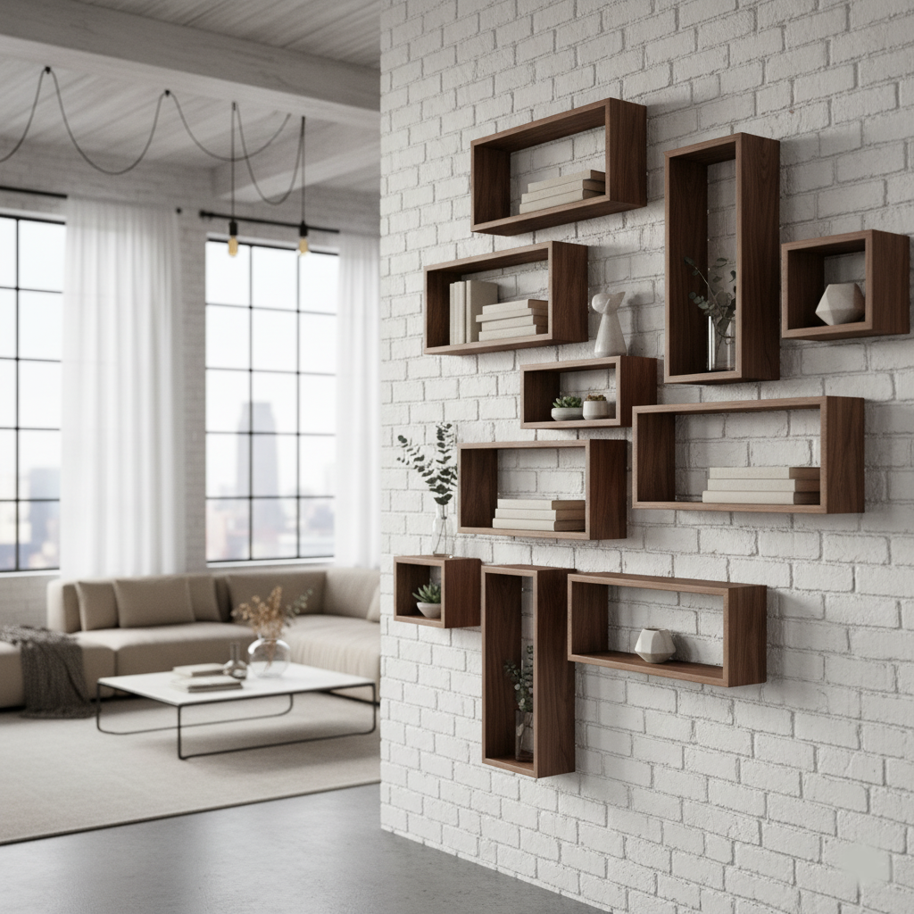 Nussbaum Massivholz Wandregal